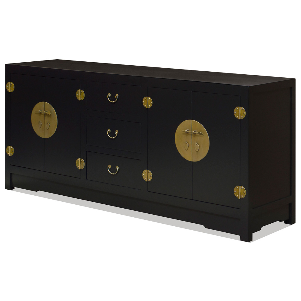 Matte Black Elmwood Chinese Grand Ming Sideboard - with FREE Inside Delivery