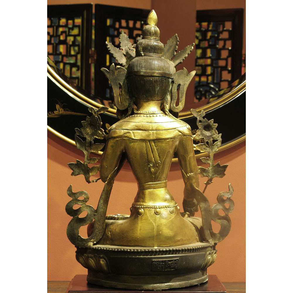 Bronze Tibetan Buddha Sitting in Abhaya Mudra