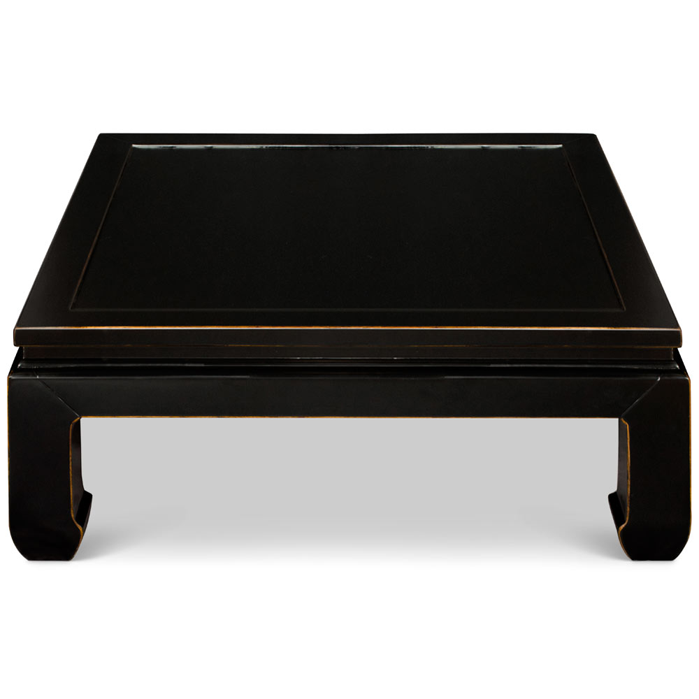 Distressed Black Elmwood Chinese Ming Style Coffee Table