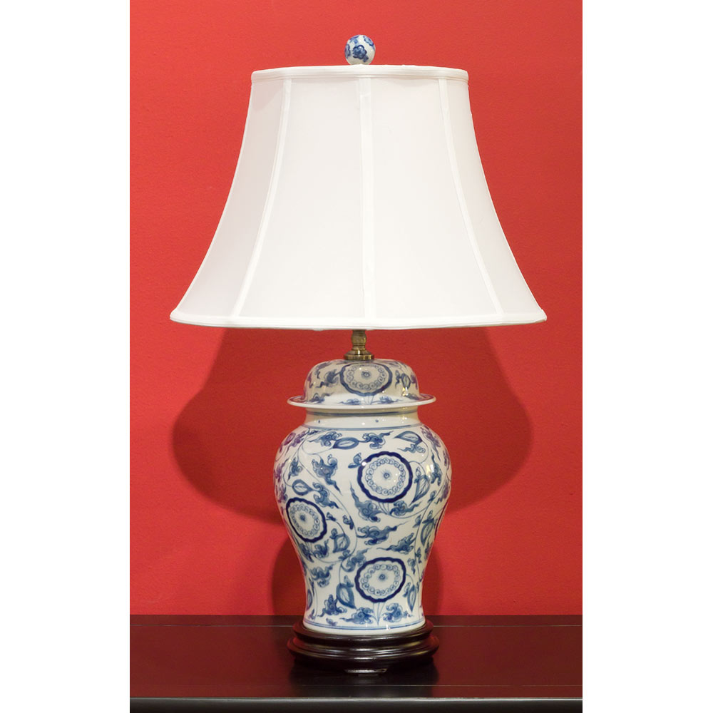 Blue and White Ginger Jar Asian Porcelain Lamp