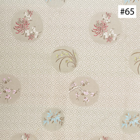 Four-Season Flower Design Gray Silk Fabric (#65)