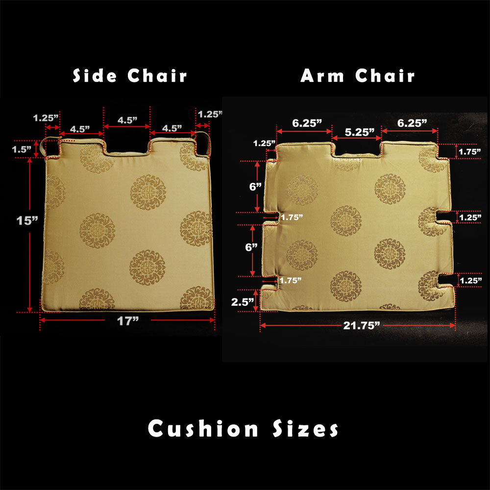 Chinese Longevity Symbol Design Gold Dining Chair Cushion (#32)