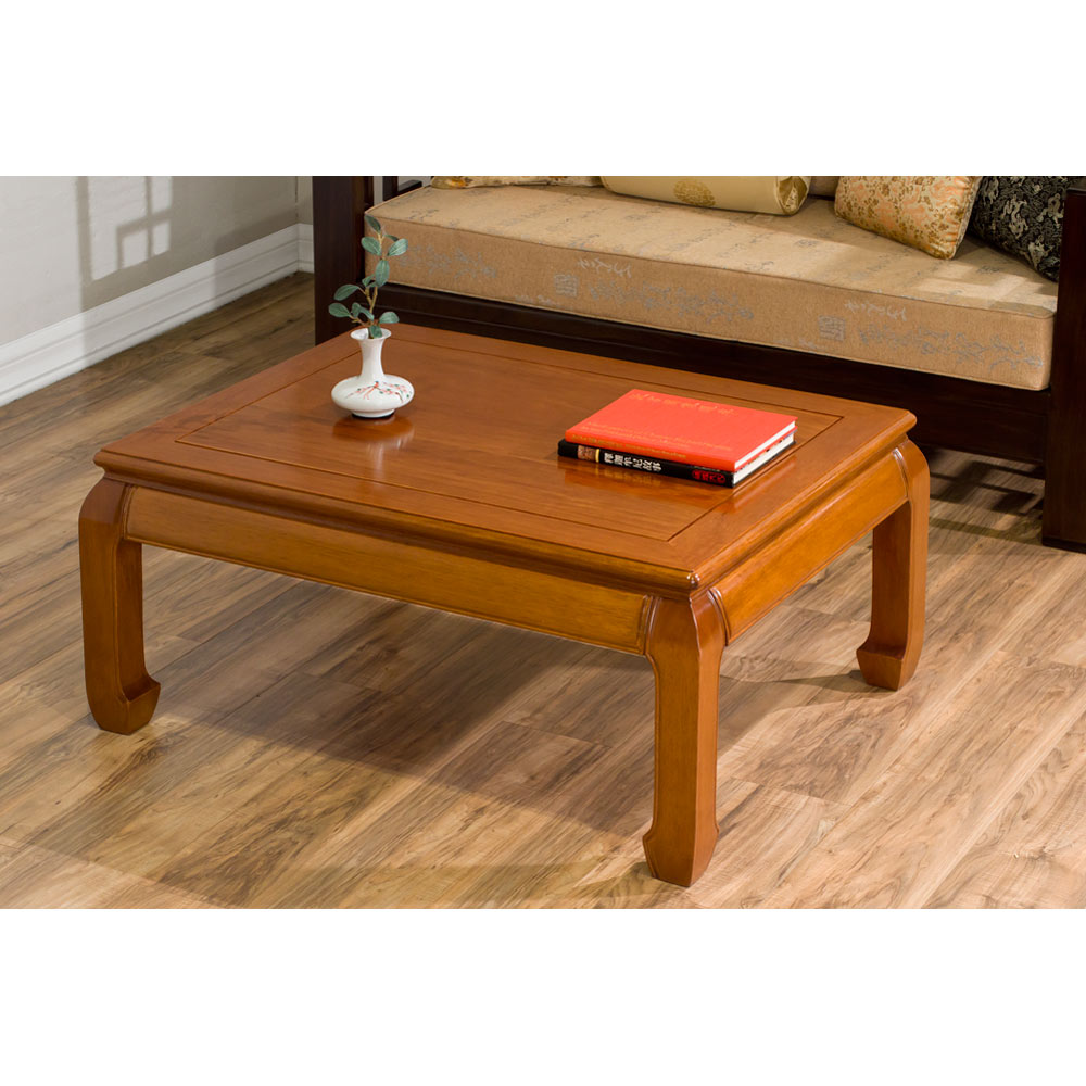 Natural Finish Rosewood Ming Rectangular Chinese Coffee Table