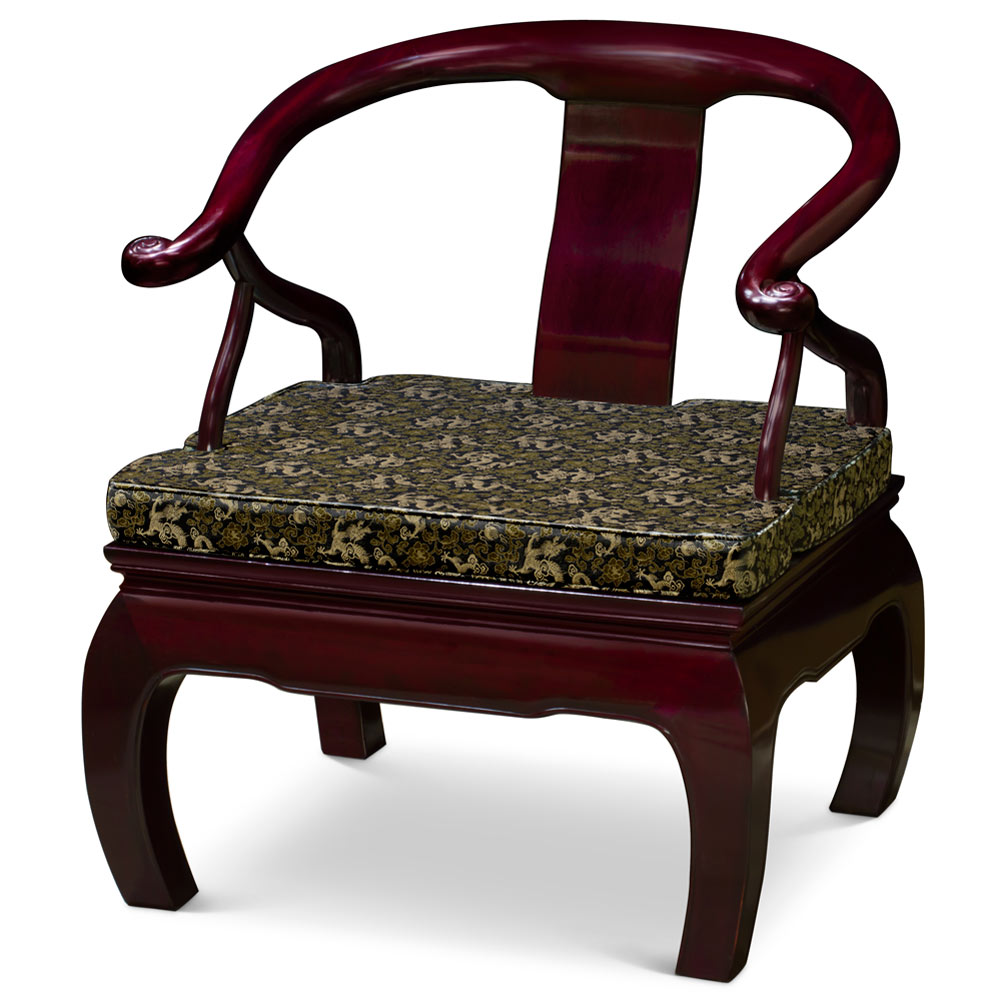 Dark Cherry Rosewood Chow Leg Chinese Monk Chair