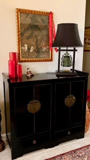 Customer's Chinese furnishing black elmwood ming altar cabinet