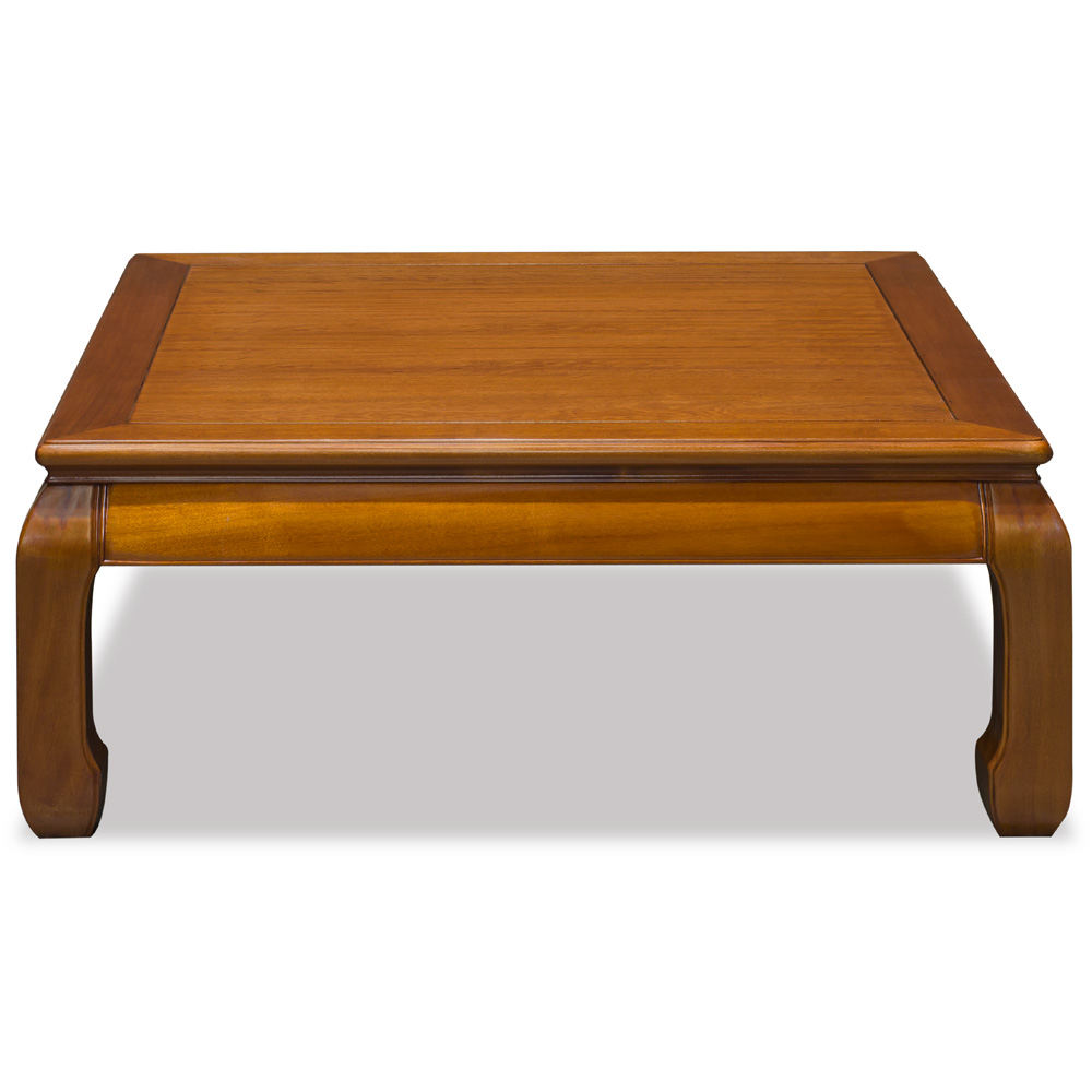 Natural Finish Rosewood Ming Square Asian Coffee Table