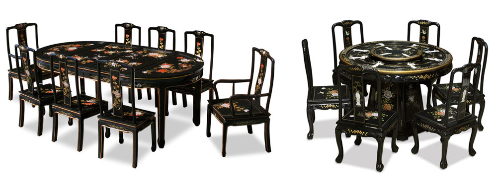 Chinese Black Lacquer Dining Sets