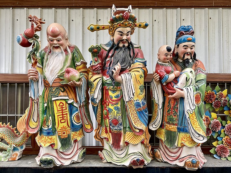 Taiwanese Porcelain Sanxing Statues - Three Gods