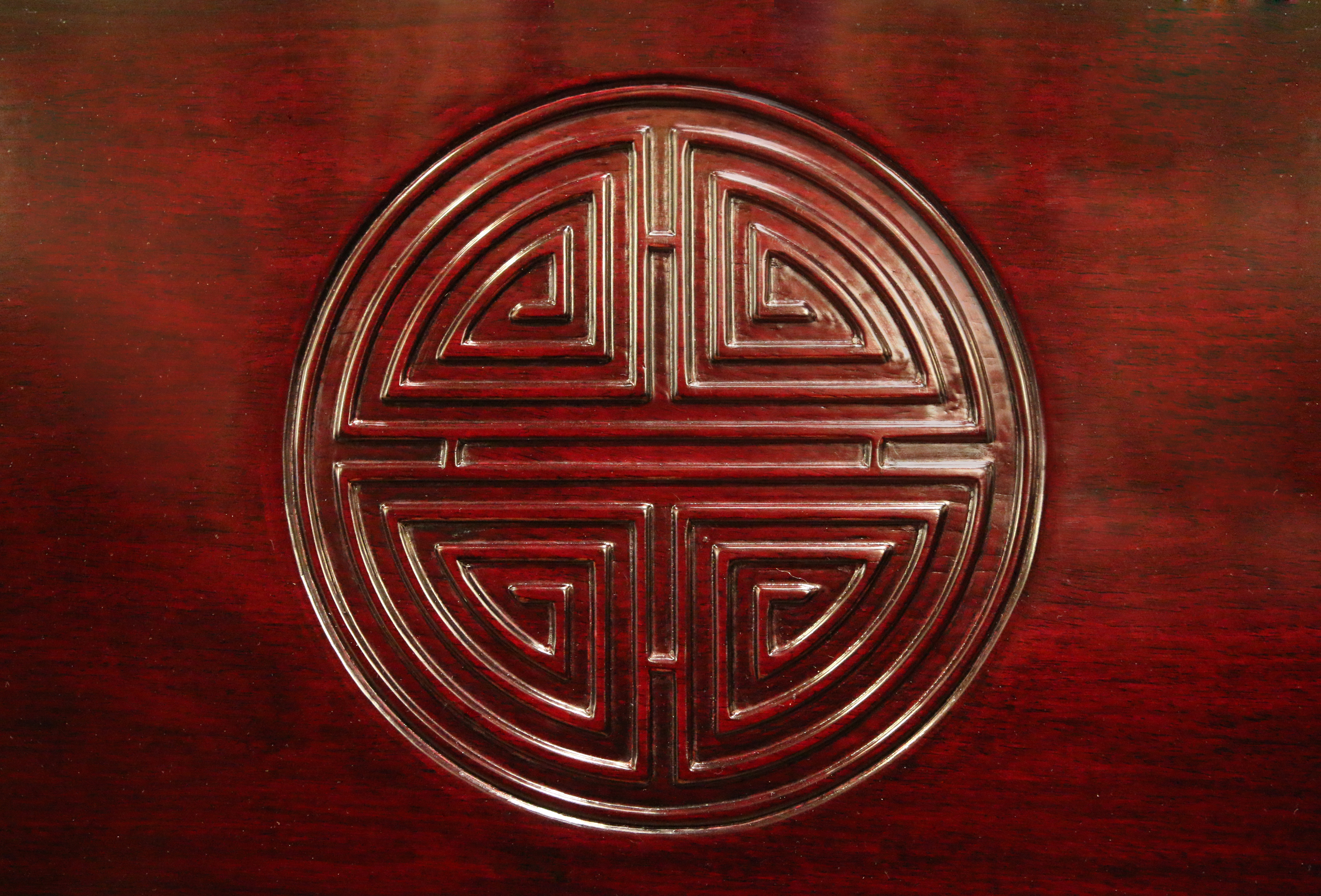 Chinese Longevity Symbol wood carving