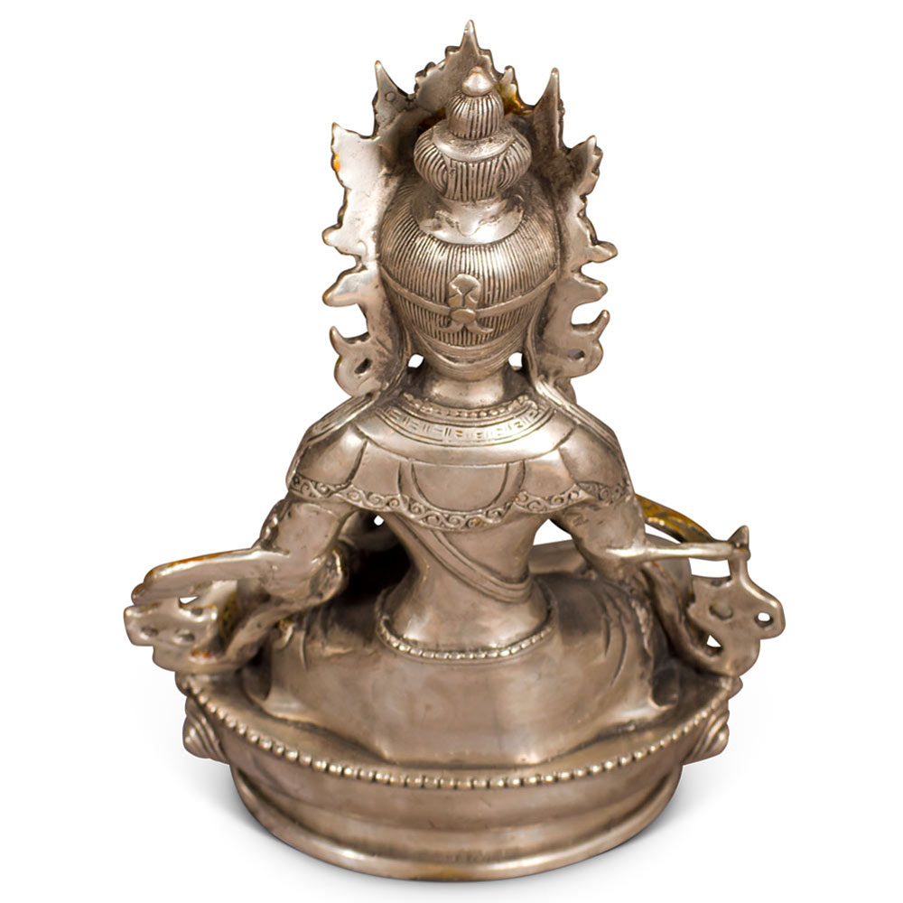 Silver Plated Tibetan Bodhisattva Buddha Statue