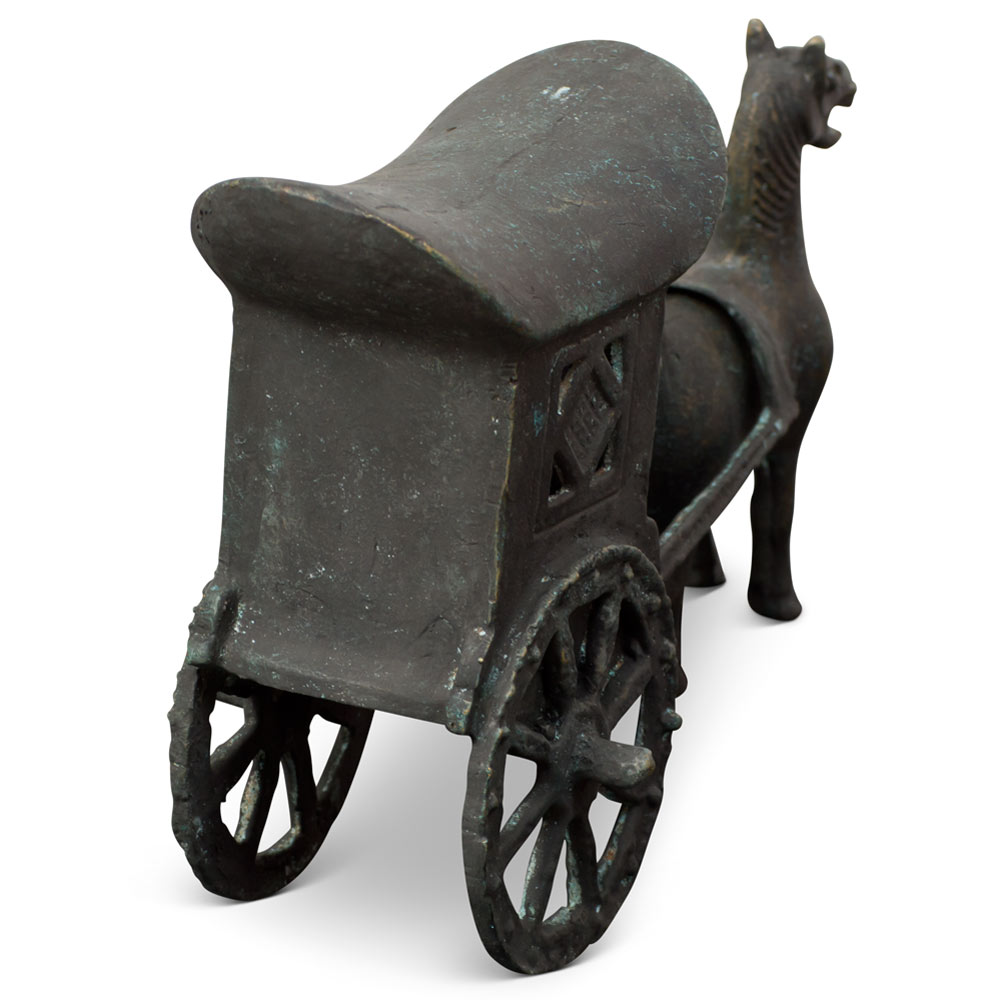 Bronze Palace Horse Pull Carriage Asian Sculpture