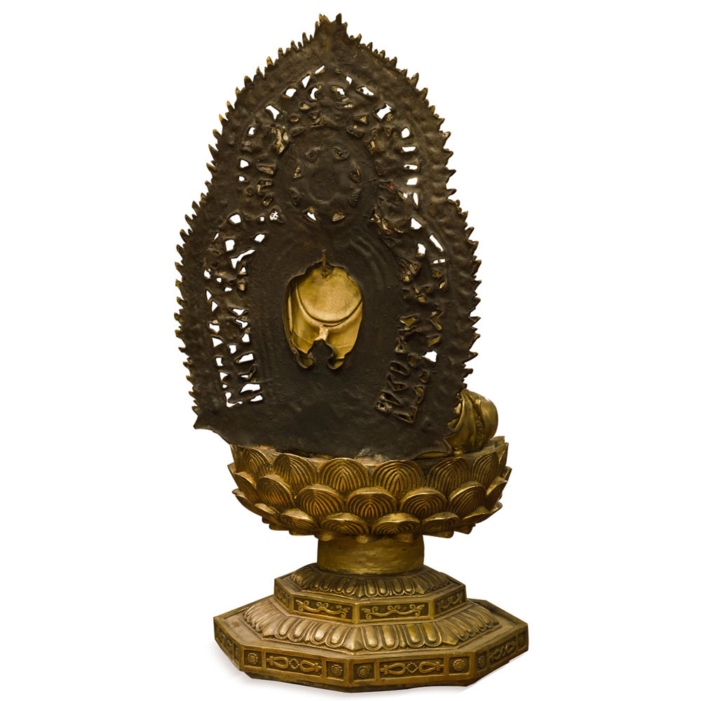 Bronze Guanyin Asian Statue with Willow Branch