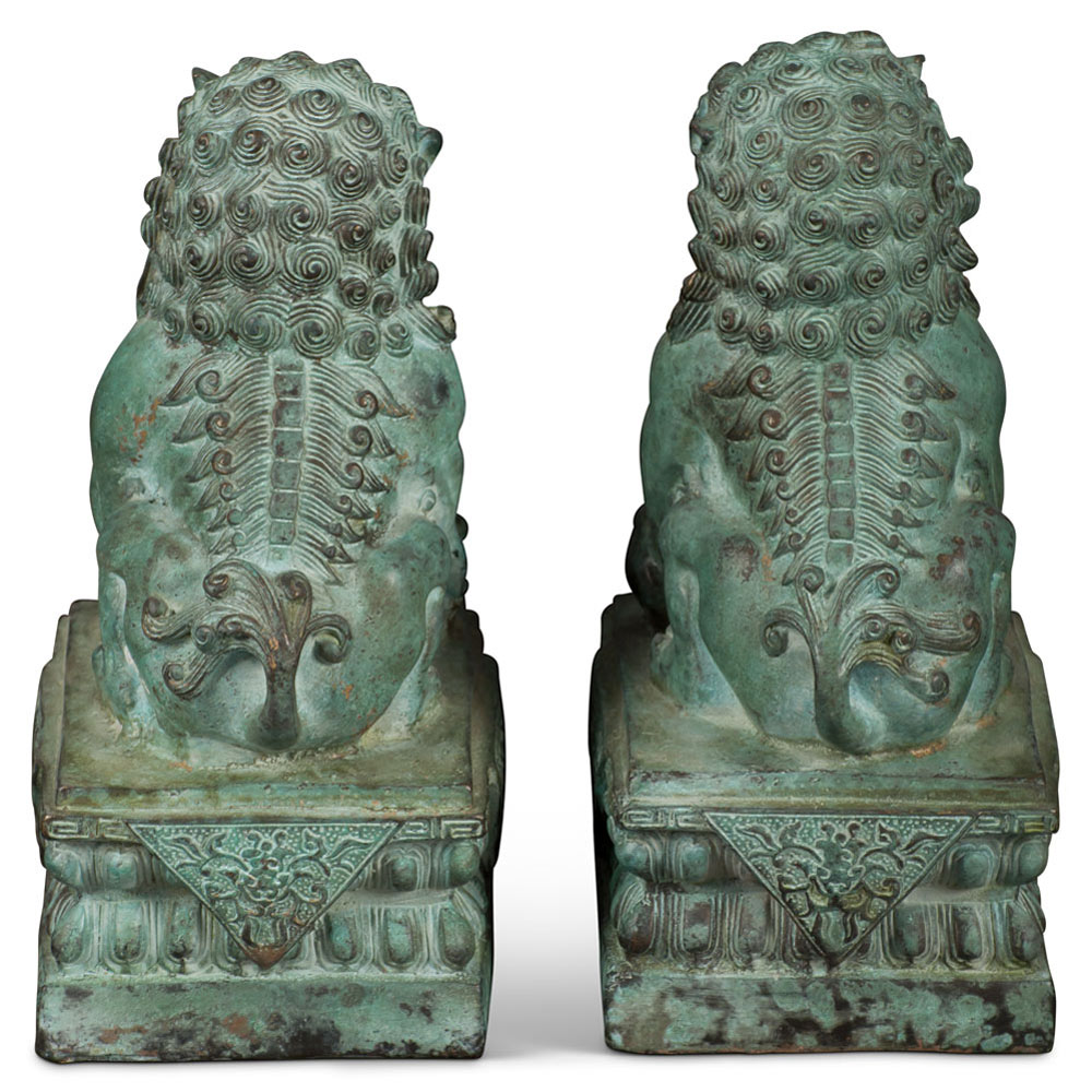 Hand Forged Bronze Chinese Imperial Palace Guardian Foo Dogs
