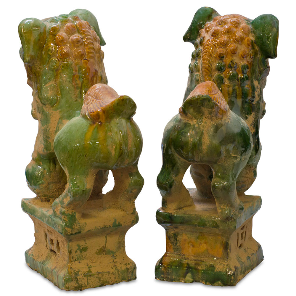 Tang Tri-Color Glazed Ceramic Chinese Foo Dog Set