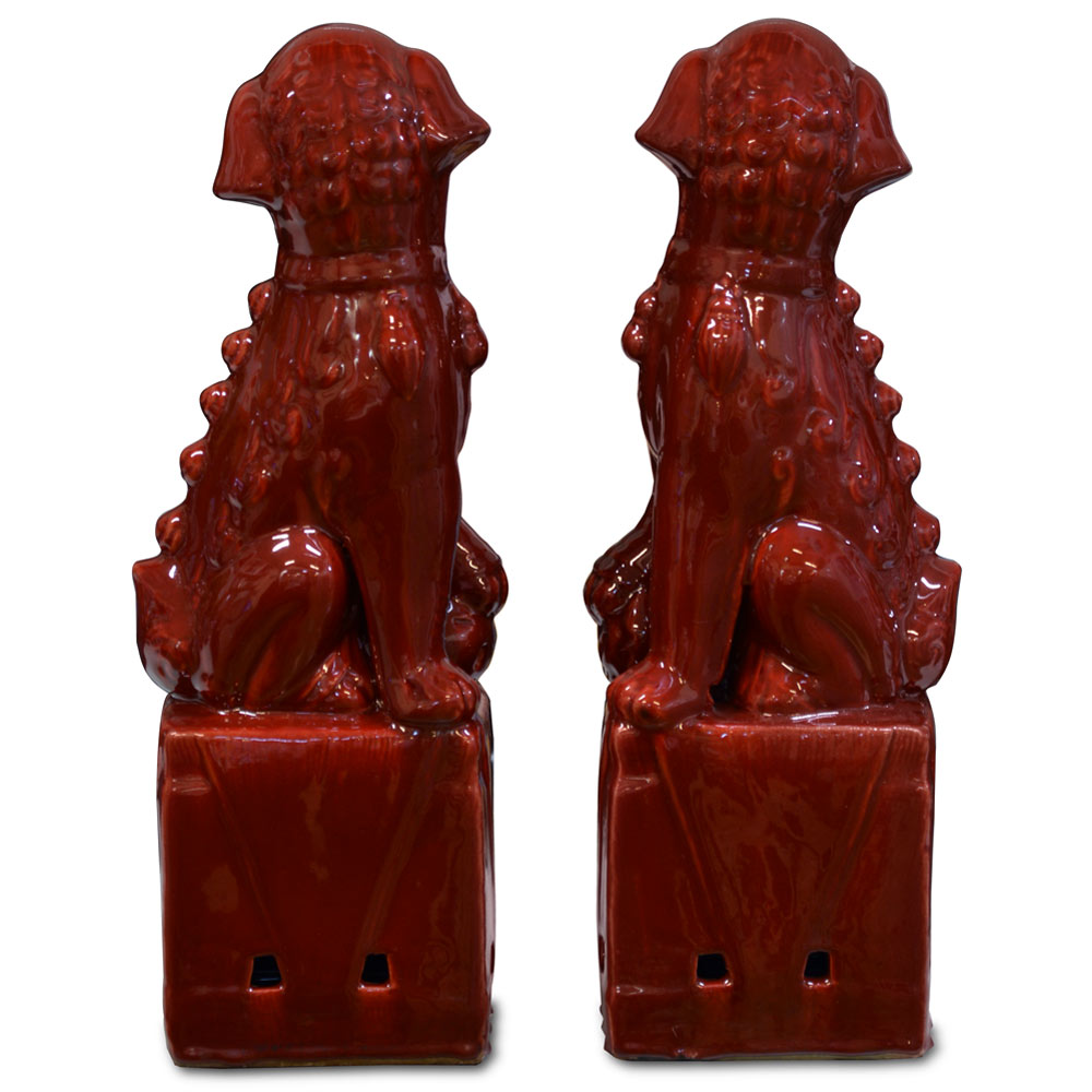 Porcelain Red Foo Dogs