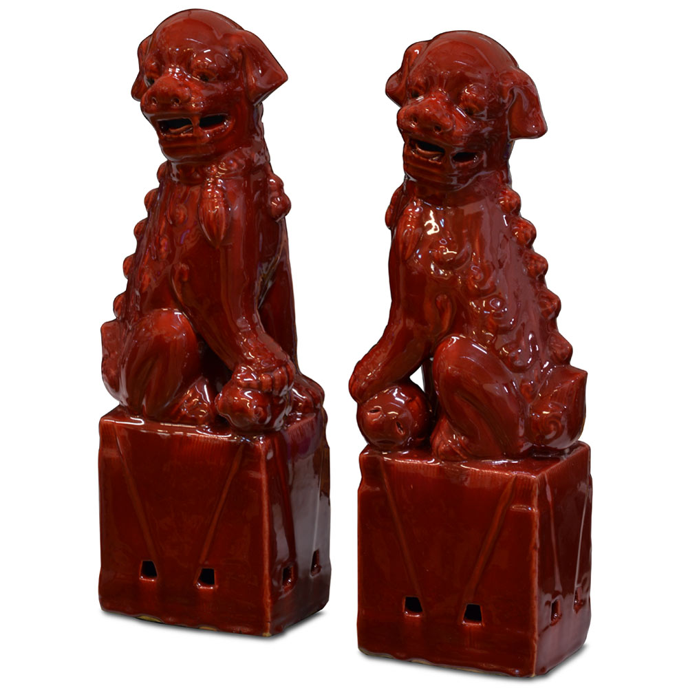 Porcelain Red Foo Dogs