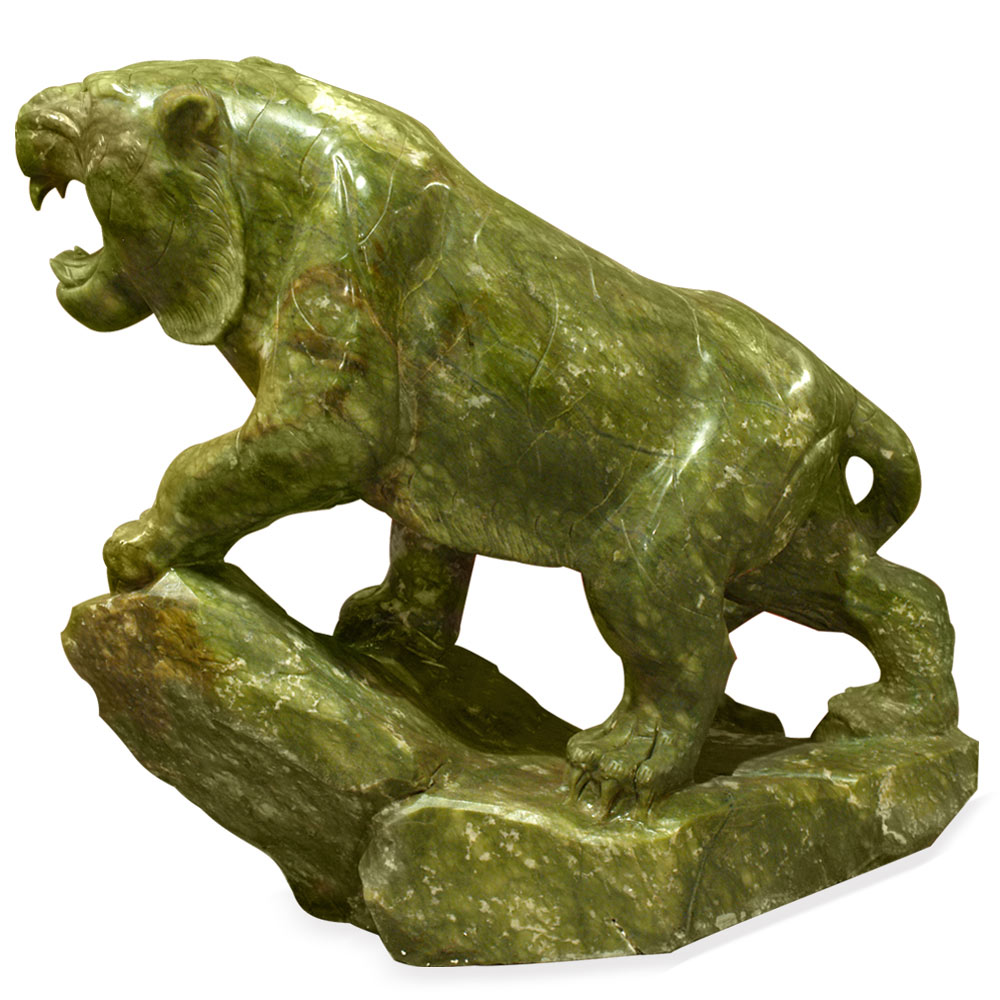 Large Oriental Jade Tiger Sculpture