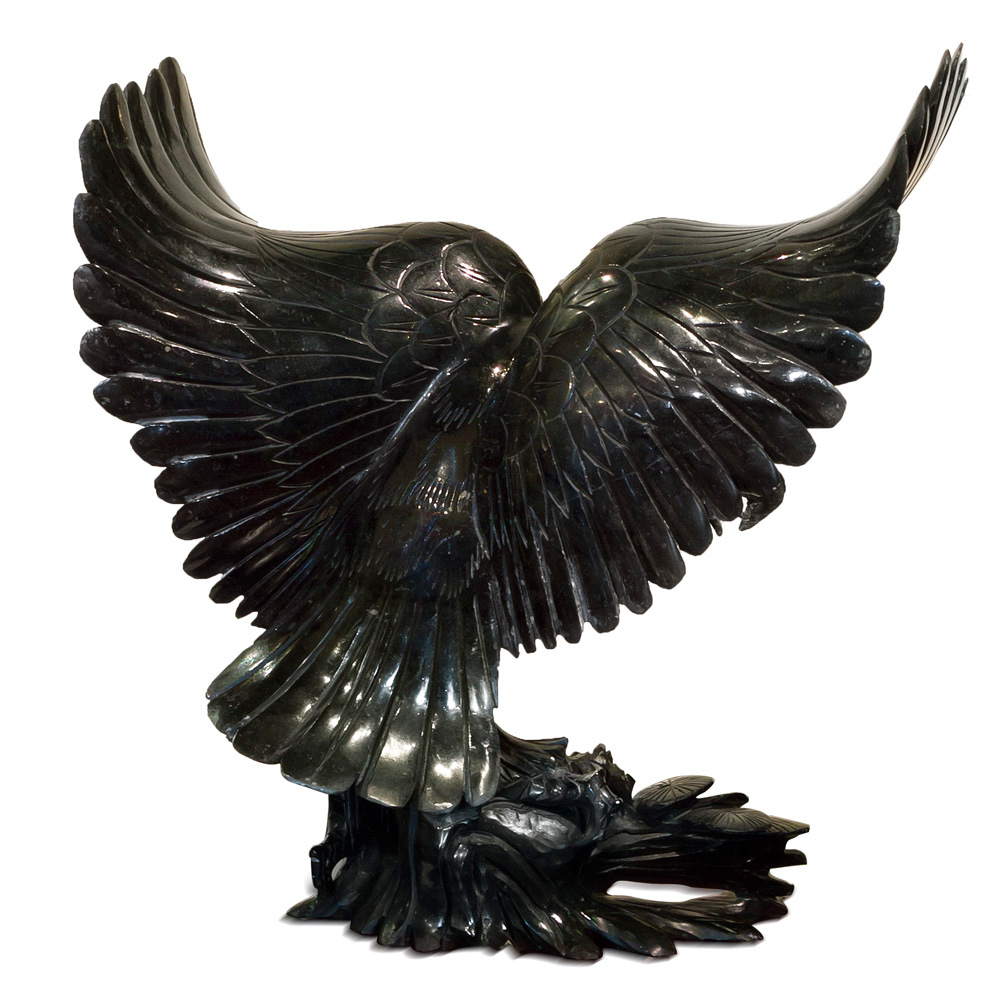 Black Oriental Jade Eagle Sculpture