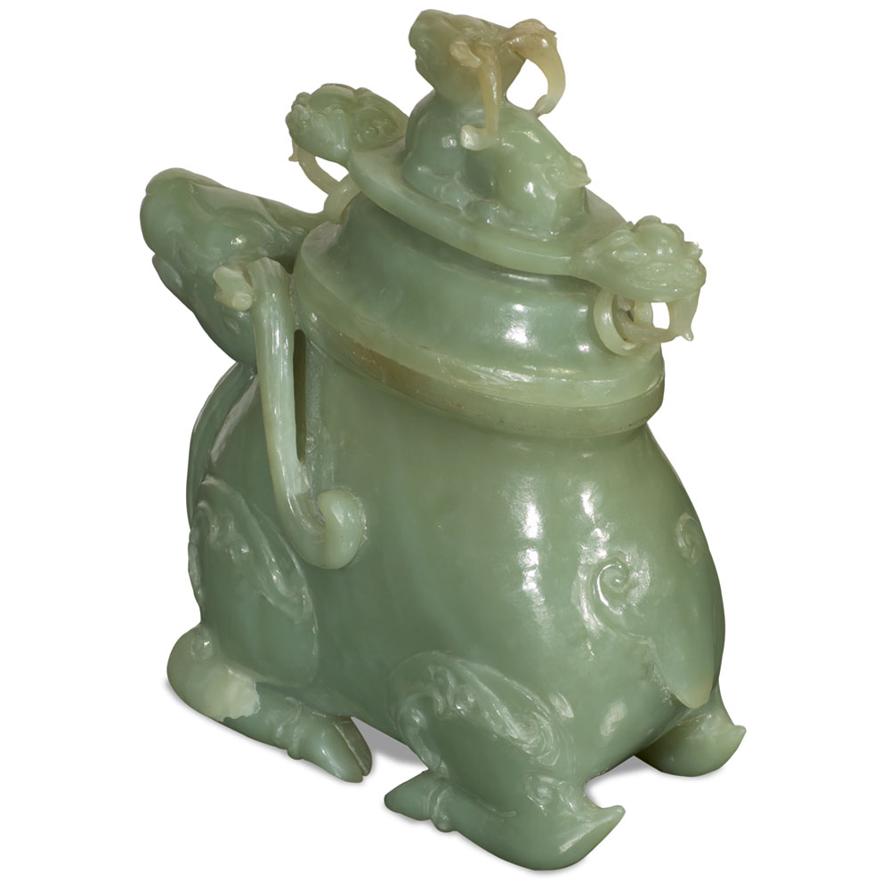 Chinese Jade Mythical Bull Incense Burner Pot