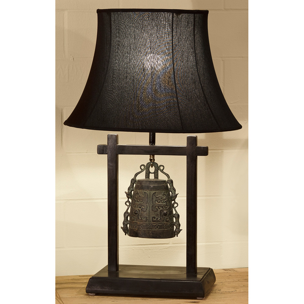Bronze Bell Asian Table Lamp Display