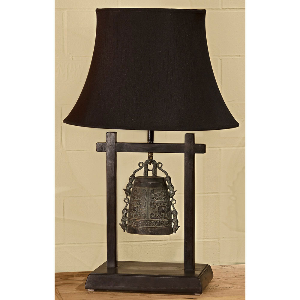 Bronze Bell Asian Table Lamp Display