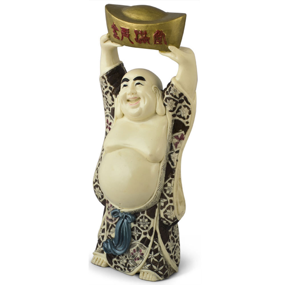 Happy Buddha with Golden Nugget Asian Statue