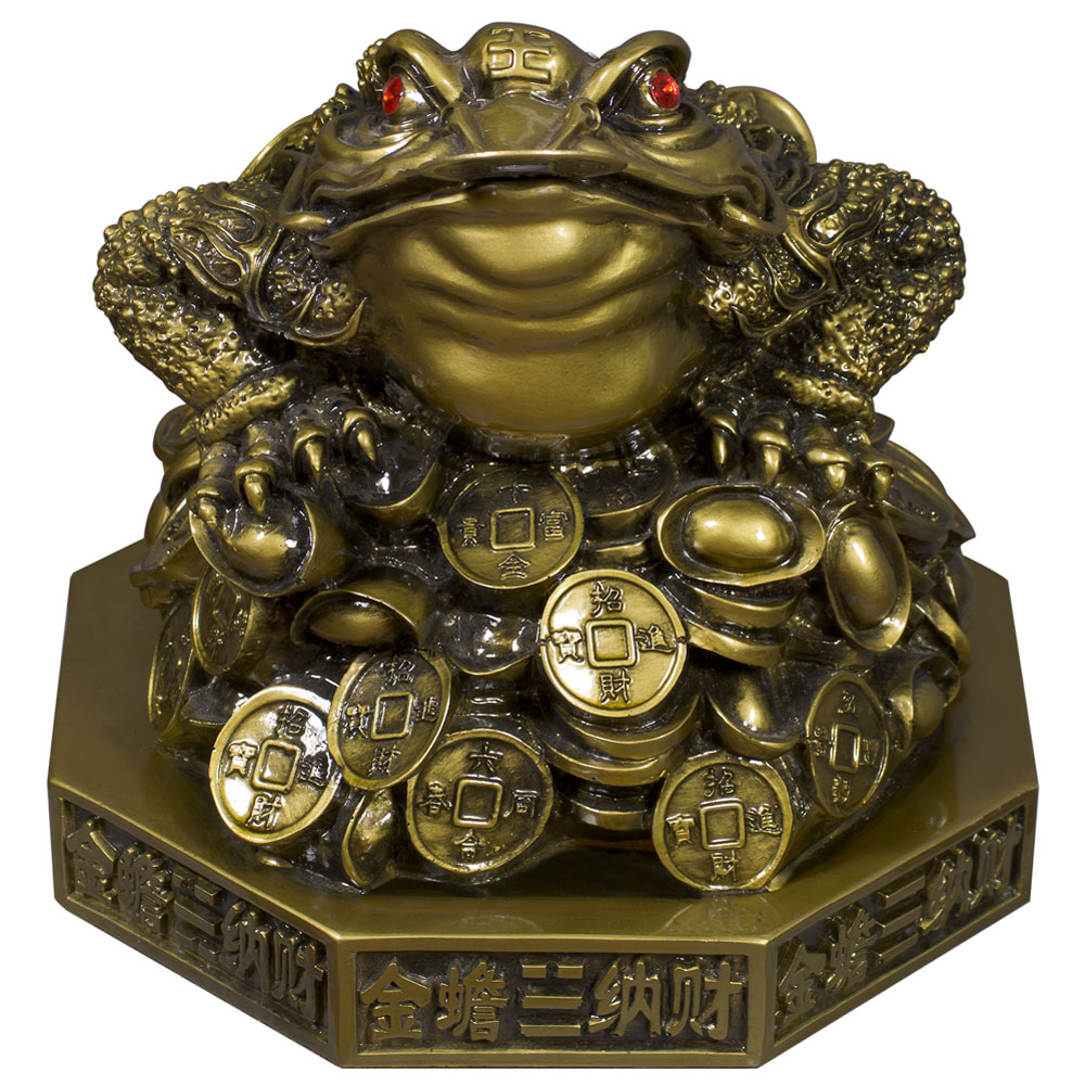 Antique Gold Resin Money Toad Chinese Figurine