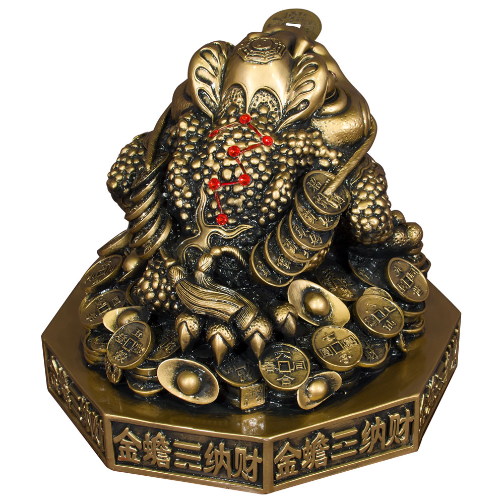 Antique Gold Medium Resin Money Toad Chinese Figurine