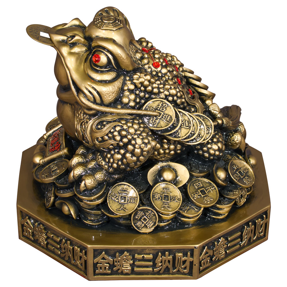 Antique Gold Medium Resin Money Toad Chinese Figurine