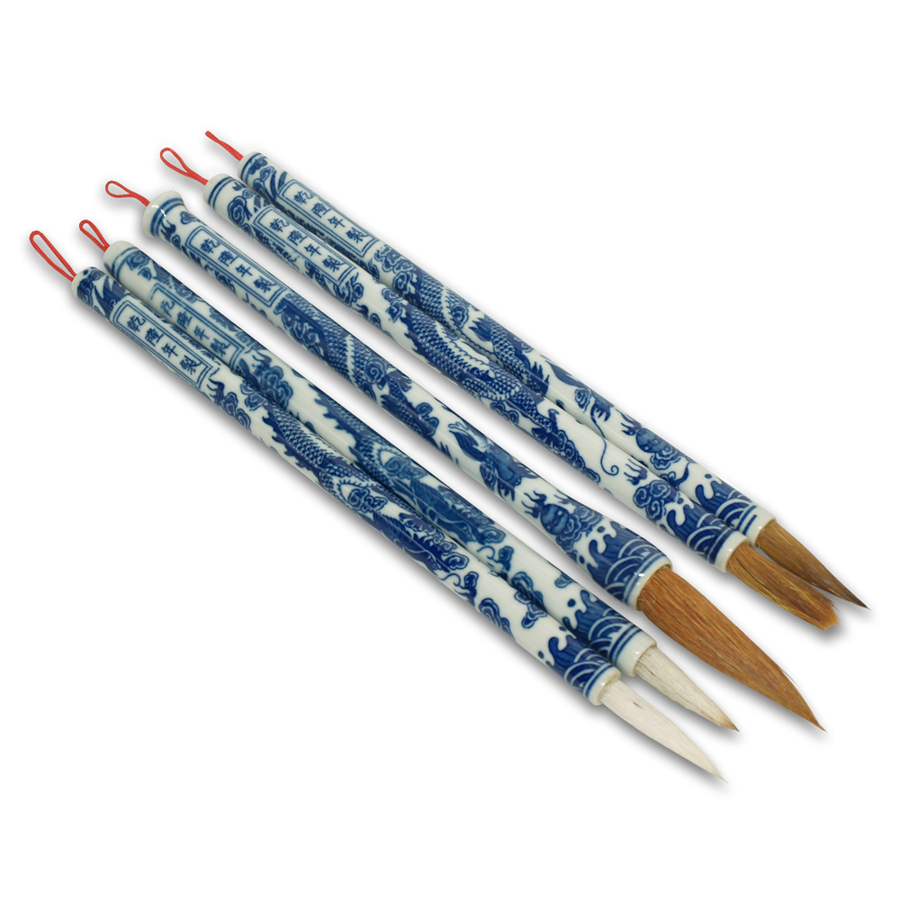 Blue and White Porcelain Chinese Calligraphy Set