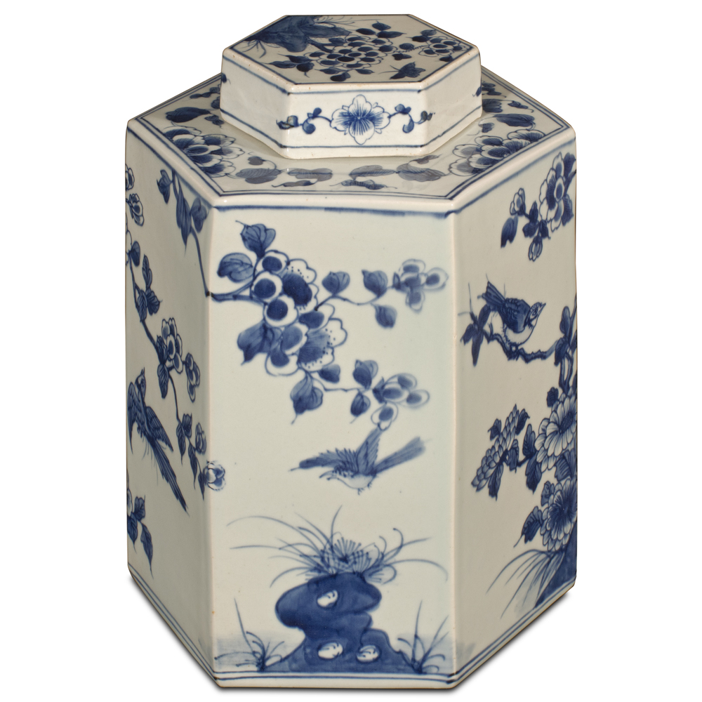 Blue and White Qing Dynasty Porcelain Tea Jar