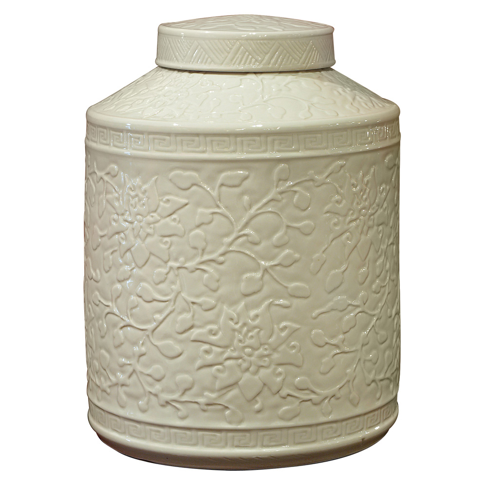 White Porcelain Chinese Tea Jar