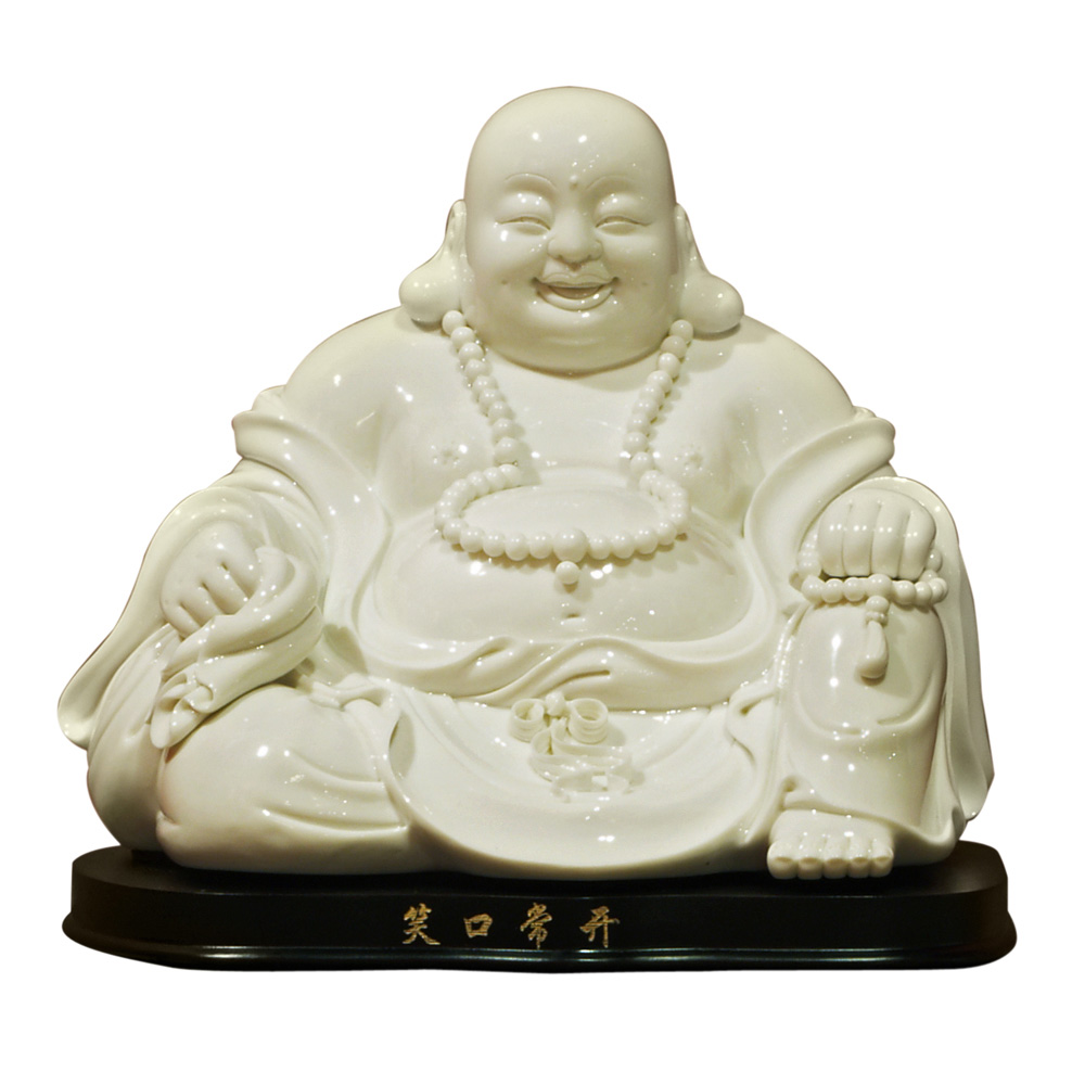 Marco Polo Transparent Fern White Porcelain Happy Buddha Figurine