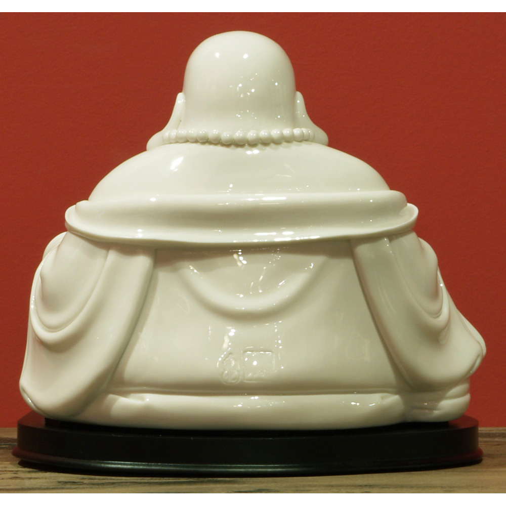 White Porcelain Chinese Happy Buddha Statue with Stand