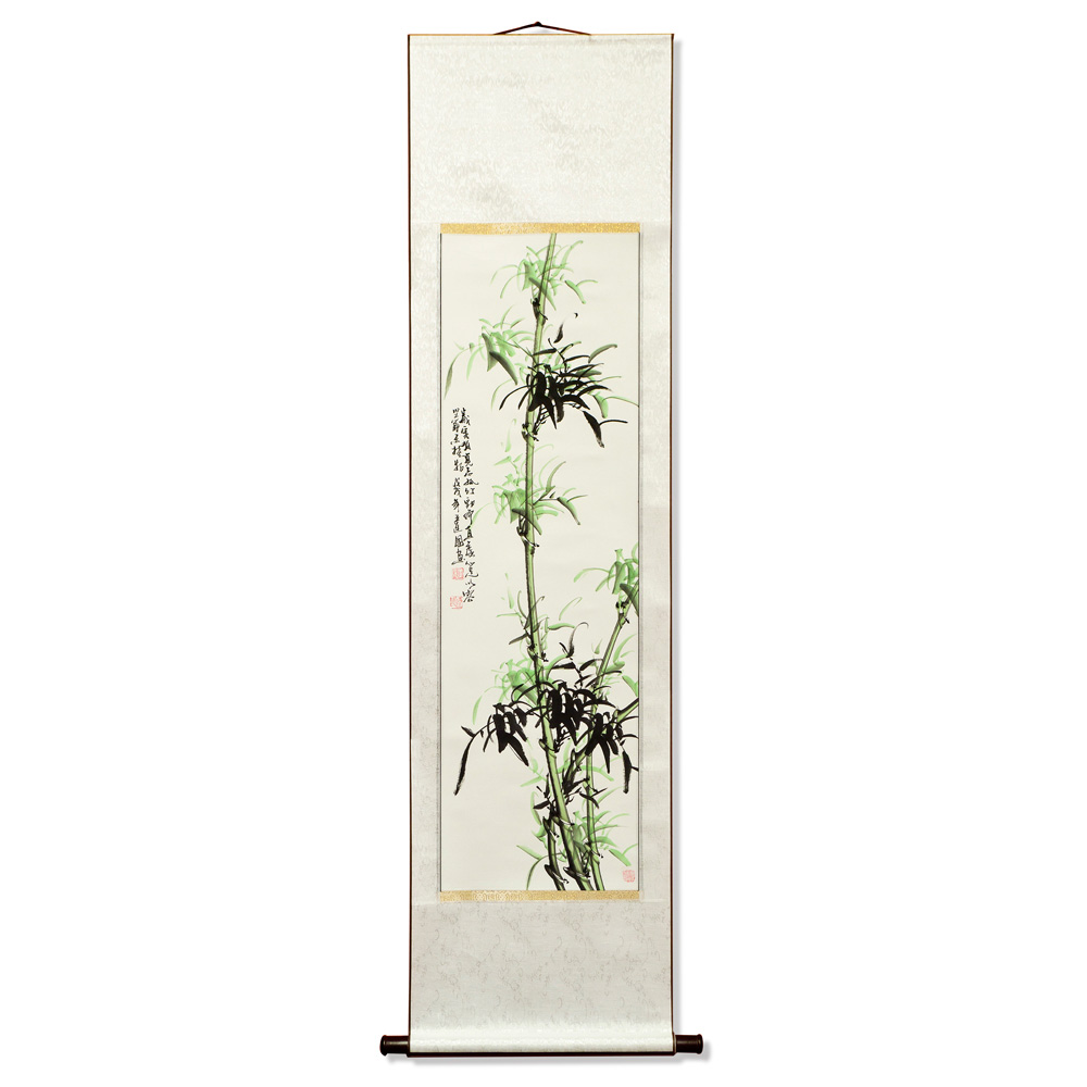 Four Season Mei-Lan-Ju-Zhu Chinese Water Painting Scroll Set with Flowers