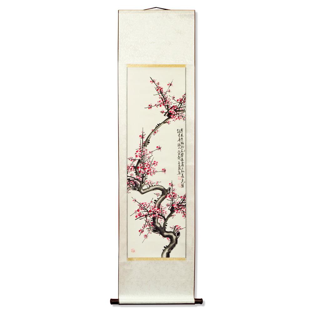 Four Season Mei-Lan-Ju-Zhu Chinese Water Painting Scroll Set with Flowers
