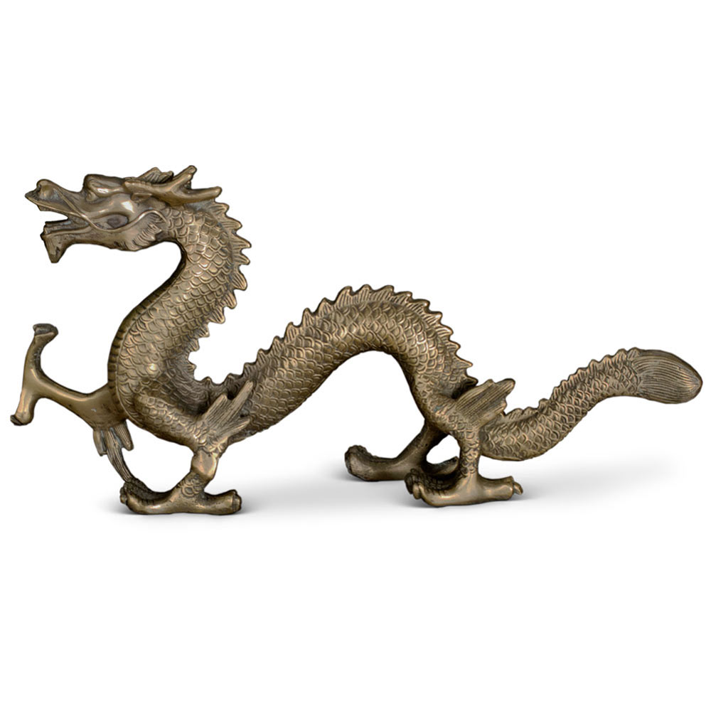 Silver Plated Prosperity Dragon Asian Figurine