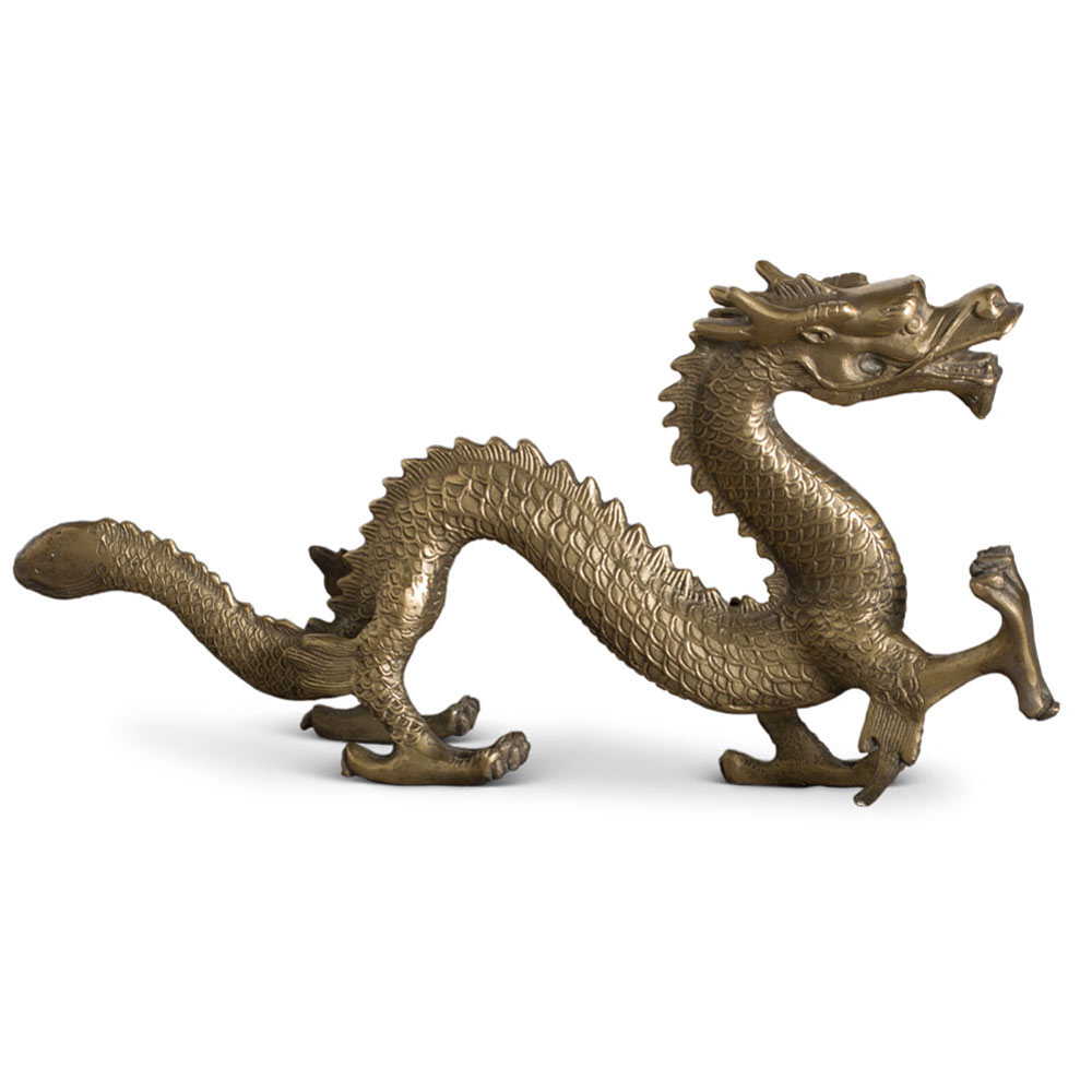Silver Plated Prosperity Dragon Asian Figurine