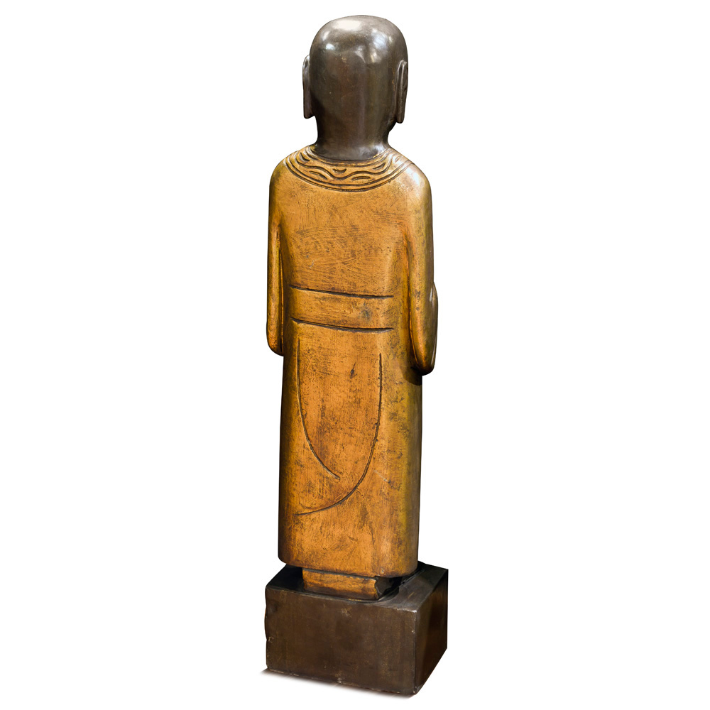Gilded Stone Tranquility Monk Chinese Statue