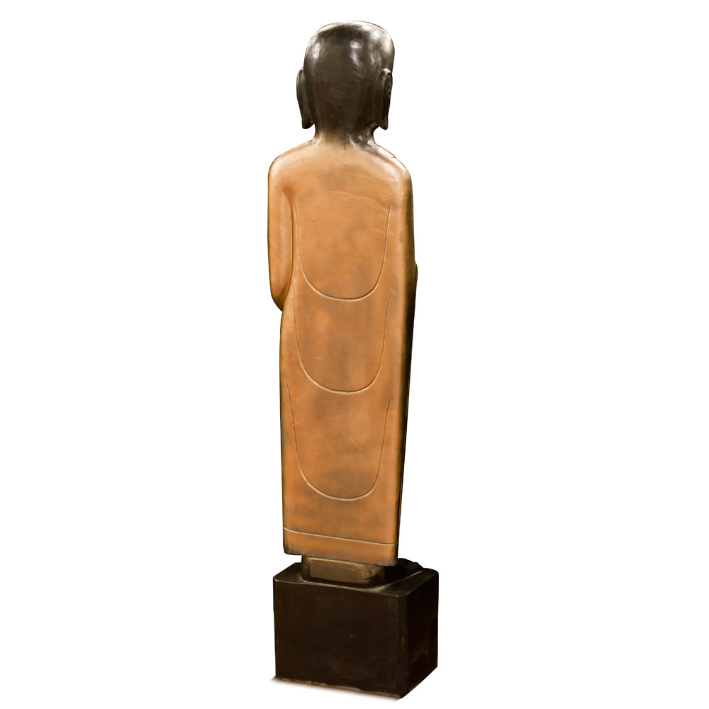 Tall Gold Stone Tranquility Monk Statue