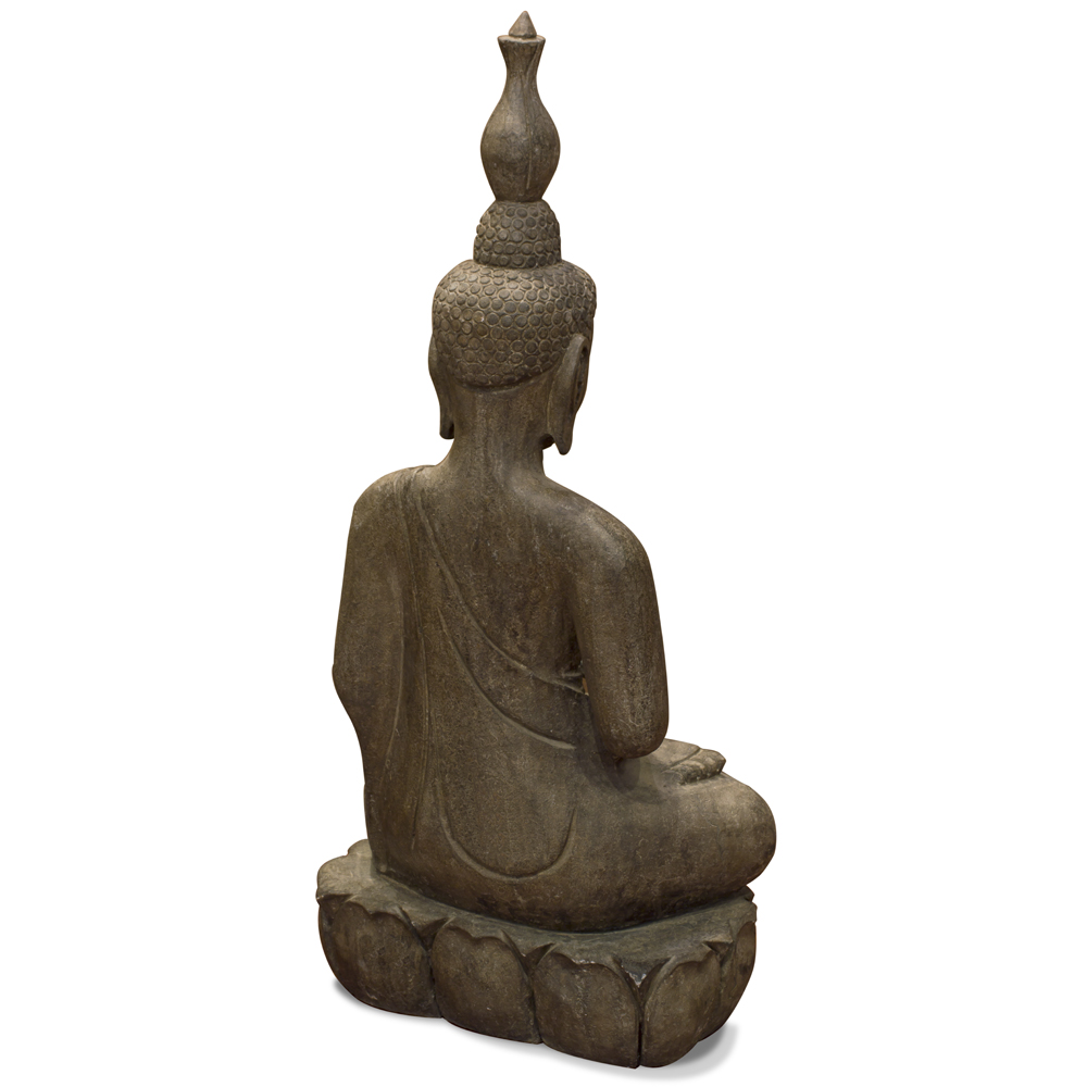 Stone Meditating Thai Buddha Statue