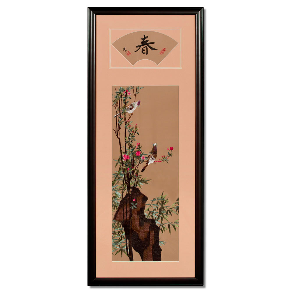 Silk Embroidery Chinese Wall Art of Four Season Flowers