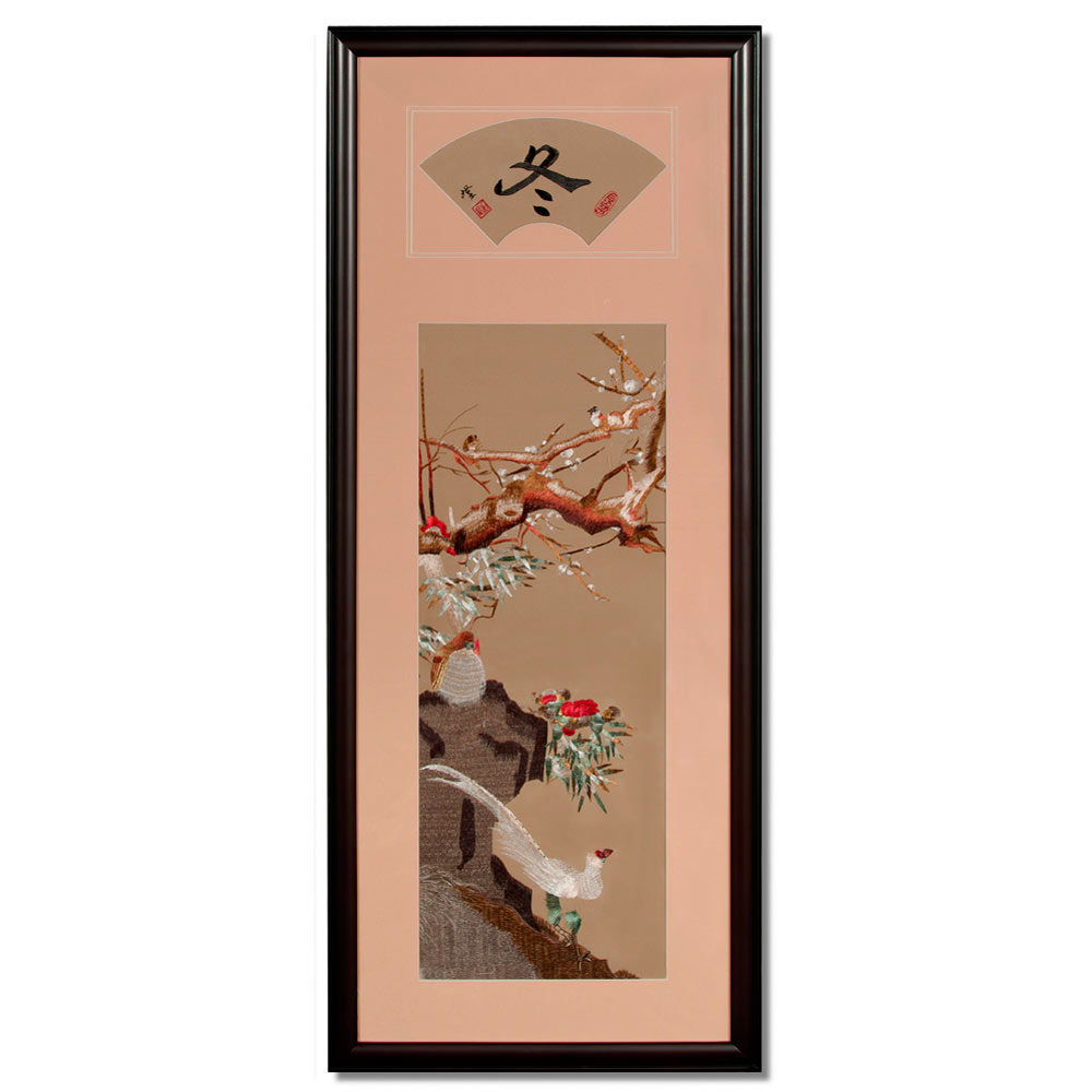 Silk Embroidery Chinese Wall Art of Four Season Flowers