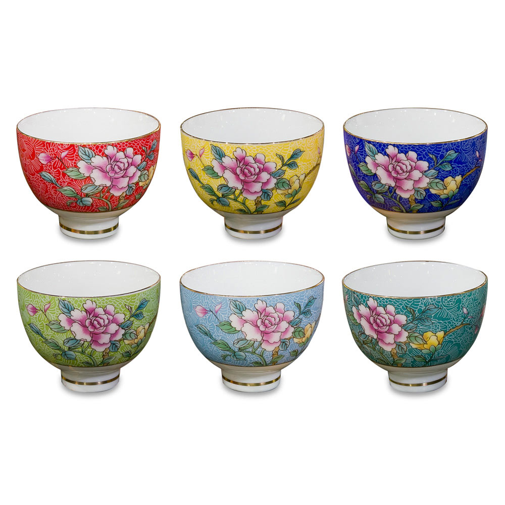 Porcelain Chinese Floral Tea Cup Set