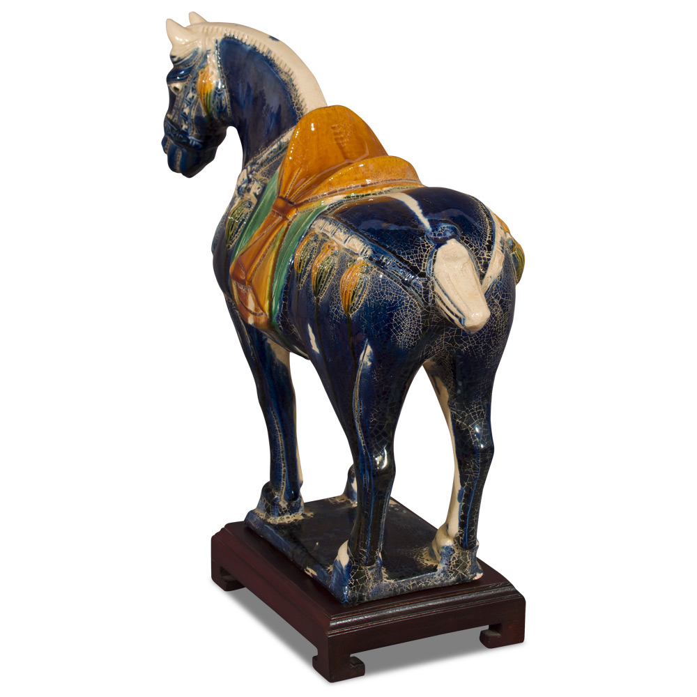 Tang Tri-Color Glazed Ceramic Chinese Horse Statue
