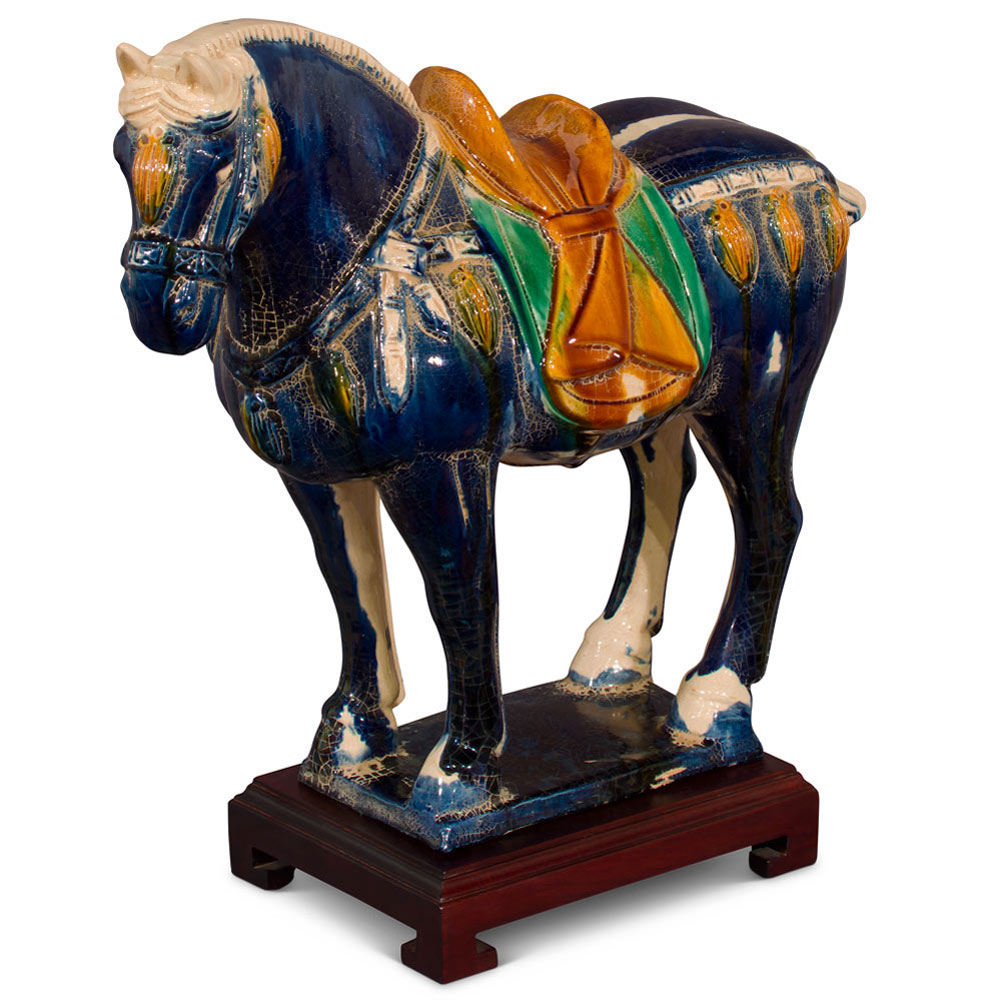 Tang Tri-Color Glazed Ceramic Chinese Horse Statue