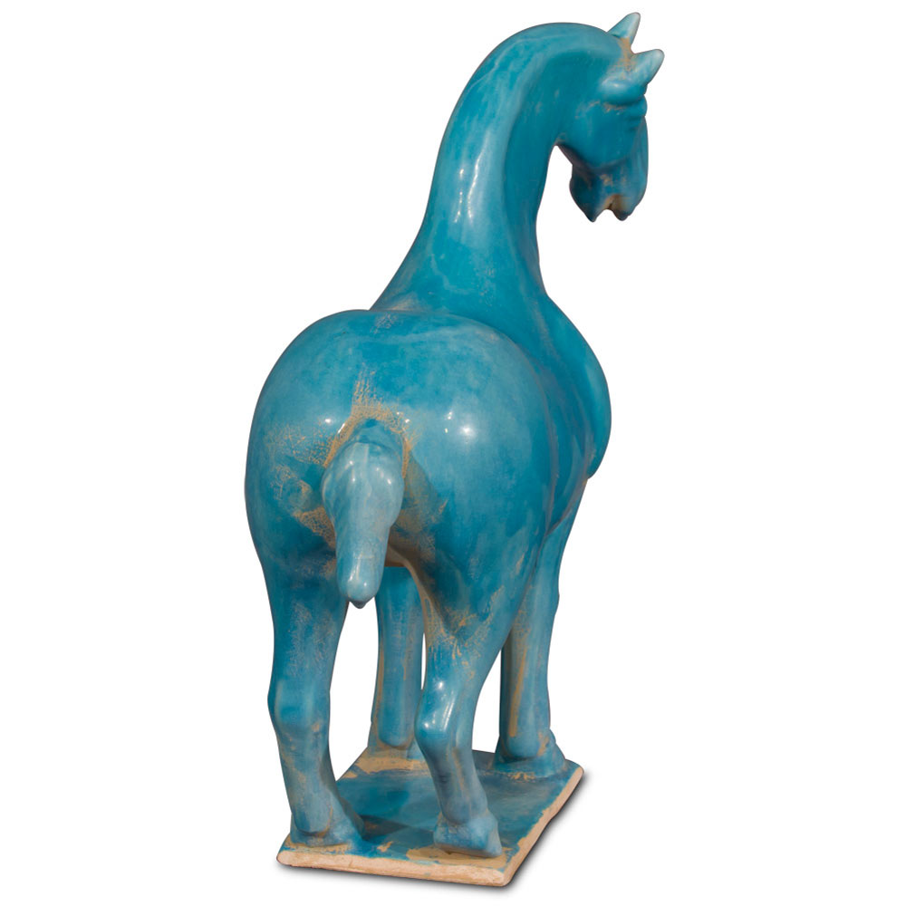 Powder Blue Glazed Ceramics Tang Dynasty Oriental Horse