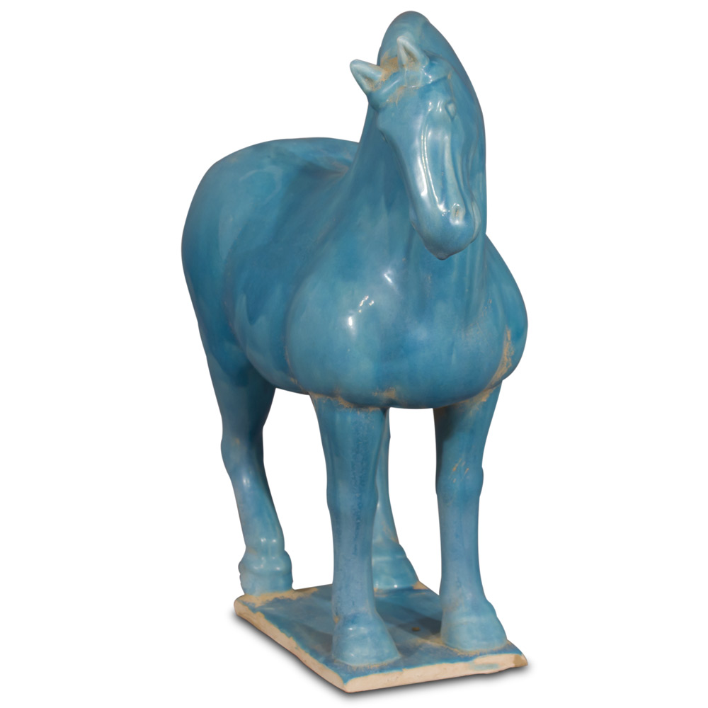 Powder Blue Glazed Ceramics Tang Dynasty Oriental Horse