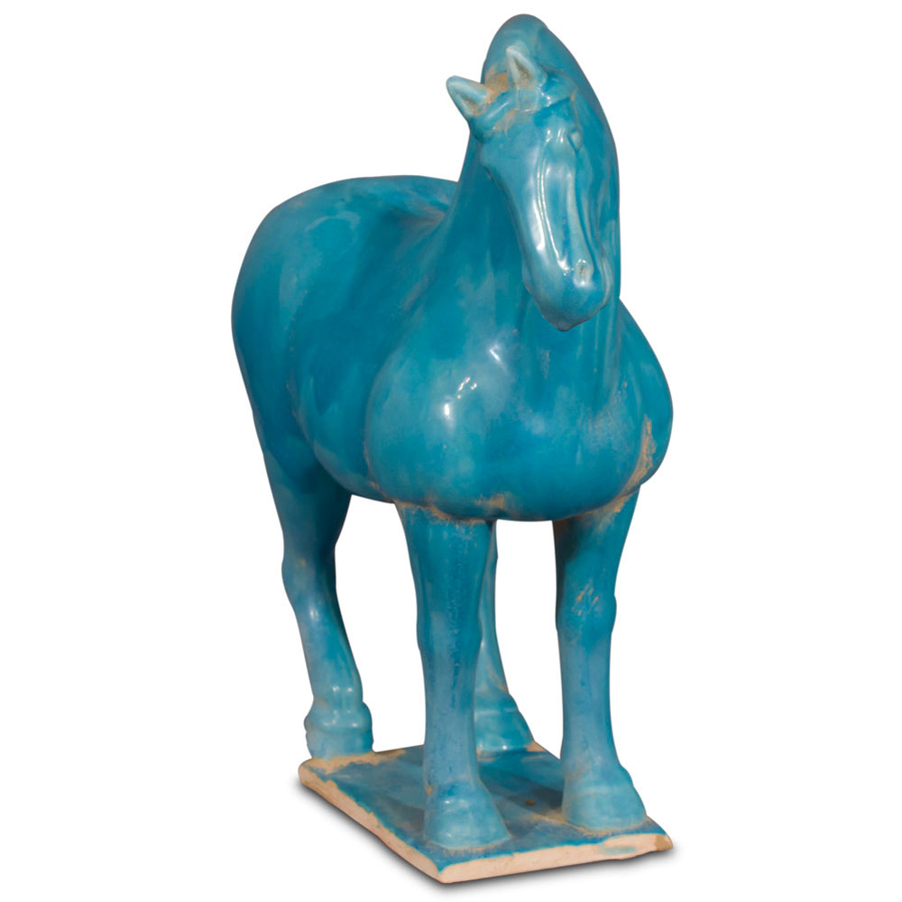 Powder Blue Glazed Ceramics Tang Dynasty Oriental Horse