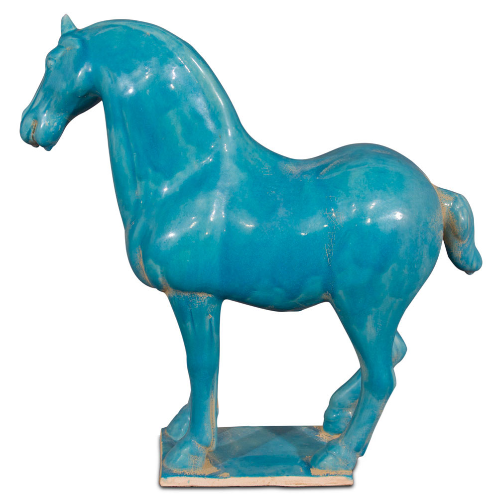 Powder Blue Glazed Ceramics Tang Dynasty Oriental Horse